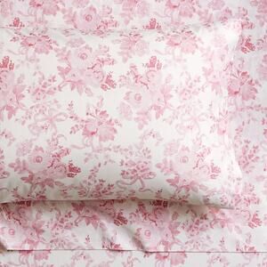 LoveShackFancy Garden Damask Organic Sheet Set Cotton Percale King Pink NEW